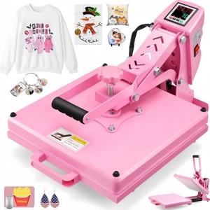 HOMDOX Heat Press 15" × 15" Digital Heat Up Fast & Even Pro Pull Out Lower Platen Slide Out Heat Transfer Sublimation mashine Pink - 1 of 4