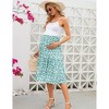 Women's High Waist Maternity Skirt Summer Floral Pleated Swing A Line Midi Skirts  Whit Pocket - 3 of 4