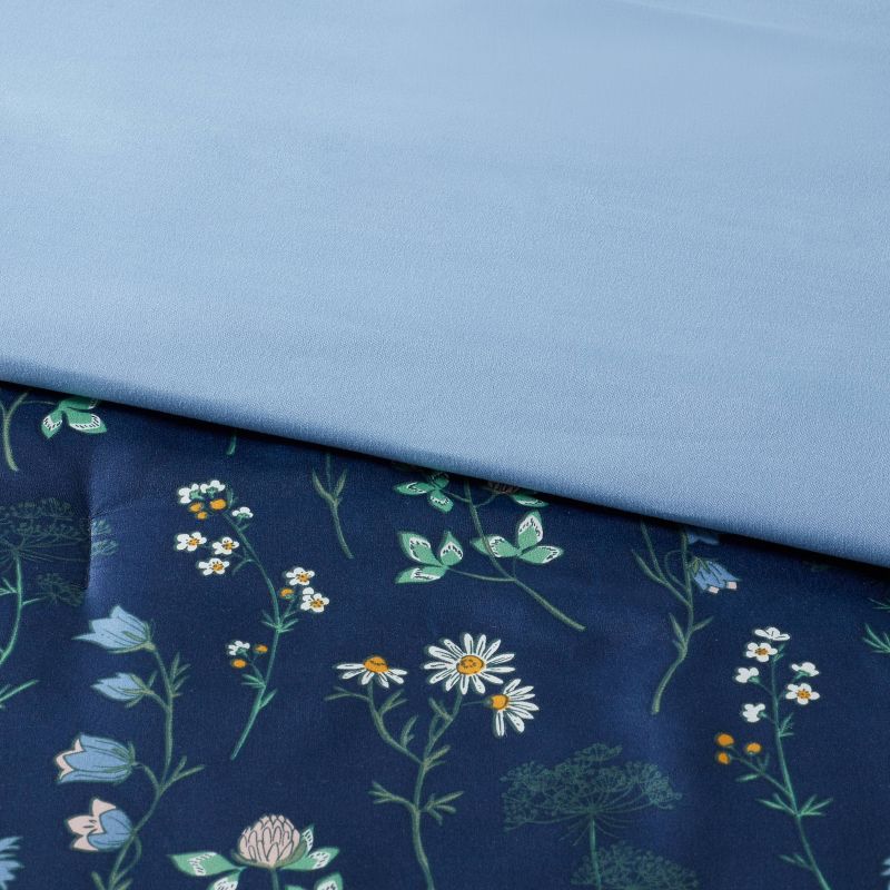 Floral Printed Microfiber Reversible Comforter & Sheets Set Navy - Room Essentials™, 5 of 9