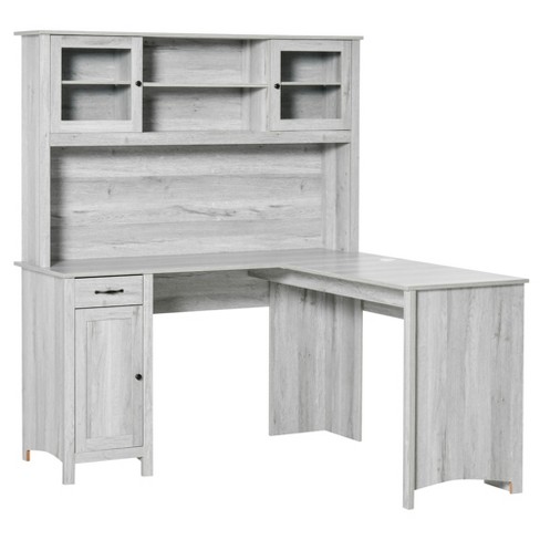 Home Office Deluxe White Wood Storage Computer Desk with Hutch - Saracina  Home