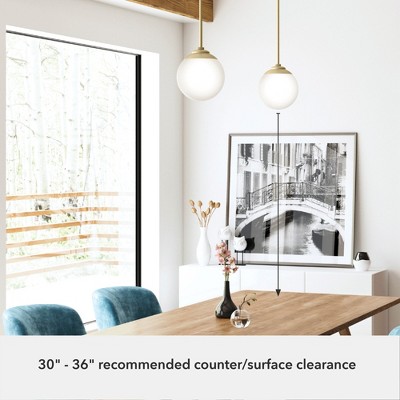 Modern Brass and White Glass Mini Globe Pendant Light