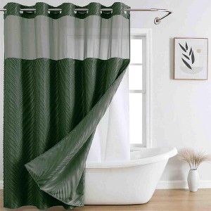 BAGOKIE 71"x74" Boho Tufted Chevron Stripes Hookless Shower Curtain, Pack of 1 - 1 of 4