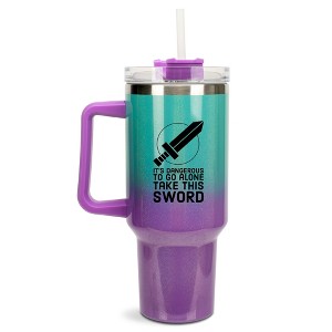 100 North Zelda Dangerous To Go Alone Take This Sword Legend Wrap-Around 40 Oz. Stainless Steel Water Bottle Coffee Mug, Spill & Leak Resistant, - 1 of 4