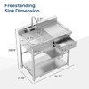 Winado 36 in. Stainless Steel Freestanding Single Bowl Sink Laundry/Utility Sink in Silver with Drawer & Hanging Hook - 2 of 4