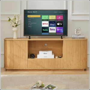 KIGFTSOD 64-Inch Wavy TV Stand – Rounded Sideboard, Storage Cabinet, Wooden Vertical Stripe, for Living Room/Bedroom/Entryway - 1 of 4