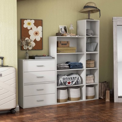 White 2-Shelf Stackable Cube Bookcase with Closed Back