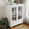 Racxily Buffet Cabinet with Double Glass Doors and Drawer, Modern Wooden Storage Sideboard Cupboard for Living room, Dining Room Hallway Entryway - 3 of 4