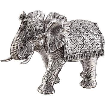 Studio 55D Walking Elephant 12 3/4" High Silver Statue
