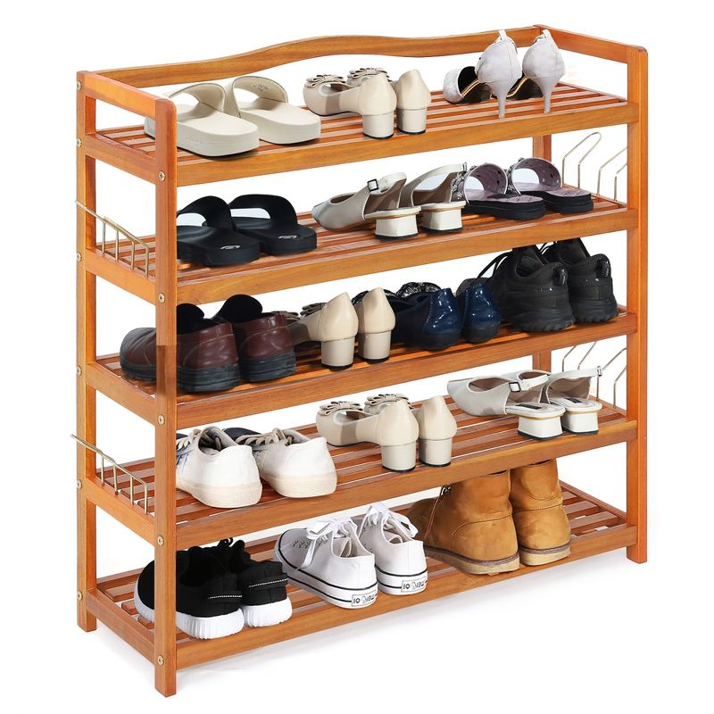 Costway 5-Tier Wood Shoe Rack Freestanding Large Shoe Storage Organizer Heavy-duty, 2 of 11