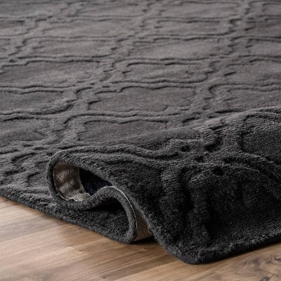 3'x5' Charcoal Hand Tufted Wool Geometric Area Rug