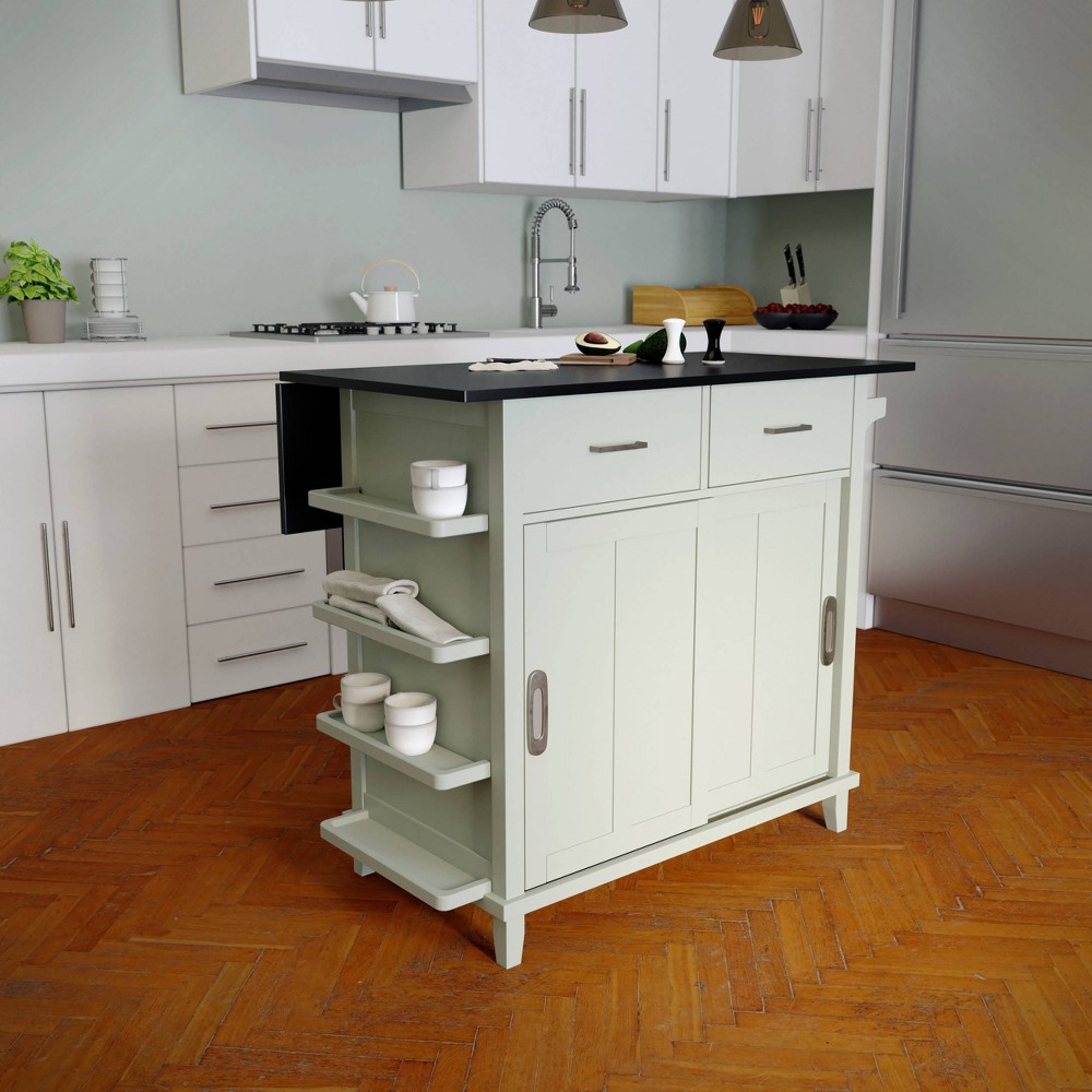 Photos - Kitchen System Thall Freestanding Kitchen Island Mint Green/Black - Aiden Lane