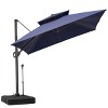 11FT Square Double Top Cantilever Umbrella Outdoor 360° Rotation 6 Heights Adjustable Offset Umbrella with Metal Pole Cantilever with Base - 2 of 4
