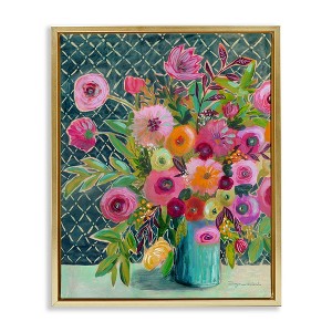 Stupell Industries Patterned Modern Flower Bouquet Floating Frame Canvas Art - 1 of 4