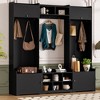 Sapphtopaz 4-in-1 Modern Hall Tree with Storage Shoe Bench & Adjustable Shelf Entryway Bench with 7 Hooks & 8 Cubbies for Entryway, Hallway - 2 of 4