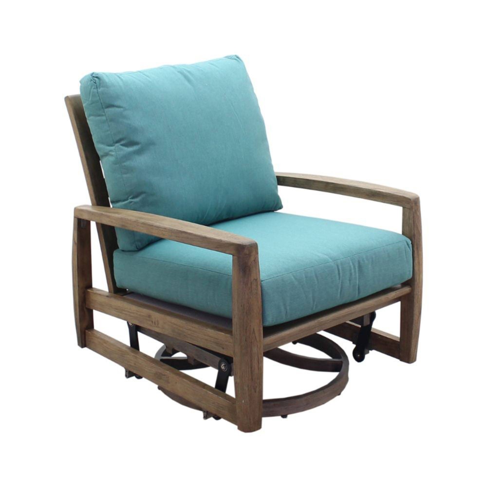 Avalon FSC Teak Swivel Glider Gray Courtyard Casual