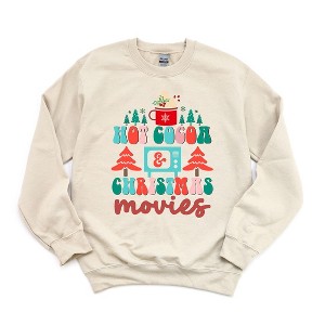 Simply Sage Market Women's Graphic Sweatshirt Retro Hot Cocoa Mug And Christmas Movies - 1 of 2