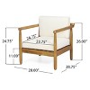 Homy Casa Acacia Wood Accent Lounge Chair with Cushioned Seat and Back, Natural - 3 of 4