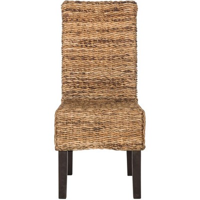 Transitional Woven Cane Side Chair in Natural Brown