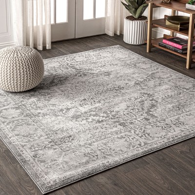 6'x6' Square Loomed Geometric Area Rug Gray - Jonathan Y : Target