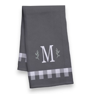 Personalization Mall Black & White Plaid Waffle Weave Kitchen Towel - 1 of 4