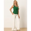 cheibear Women's Satin Tank Top V Neck Basic Silky Double Strap Sleeveless Blouse - 2 of 4