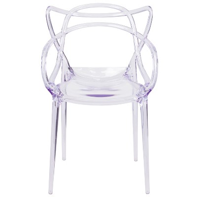 Clear Polycarbonate Decorative Cutout Stacking Side Chair