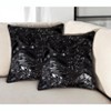 HomeRoots Set of Two 18" Black and Silver Chevron Cowhide Throw Pillows with Glitter - 2 of 4