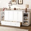 KWPZQEB Murphy Bed, Farmhouse Murphy Cabinet w/ 2 Drawers & Open Shelves, Wooden Cabinet Bed, Hideaway Foldable Platform Bed for Guest Room - 3 of 4