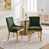 Chenille Dining Chairs Set of 2, Upholstered Accent Side Chairs with Gold-Plated Legs, Rivet Trim, Modern Curved Backrest-The Pop Home - 3 of 4