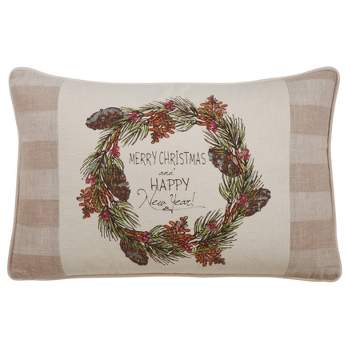 Saro Lifestyle Merry Christmas and Happy New Year Poly Filled Pillow