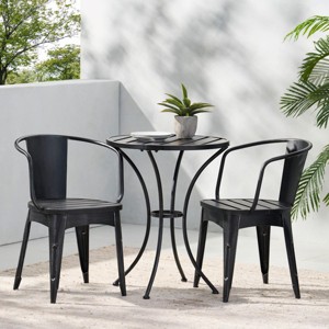Outdoor Furniture Set, Metal Dining Set For Outdoor,  Stackable Water-Resistant Armrest Chairs-Coolbibila - 1 of 4