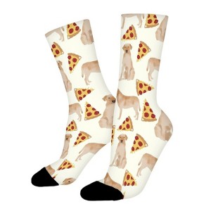 Yellow Labrador Retriever Pizza Dog Women Printed Crew Socks Funny Funky Socks Soft Polyester Novelty Gifts for Artists Men - 1 of 1