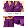 cheibear Women's Silky Satin Button Down Shirt with Shorts Sleepwear Pajama Sets - 4 of 4