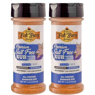 Fat Boy Hickman's BBQ 4 oz Premium Salt Free Rub Gluten Free - Pack of 2