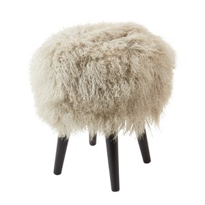 Saro Lifestyle Mongolian Lamb Fur Stool - 1 of 4
