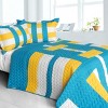 Slickblue Full/Queen Quilt Set, 100% TC Fabric Vermicelli Quilted Patchwork, Reversible, Multi Design & Color, 3pc - 2 of 4