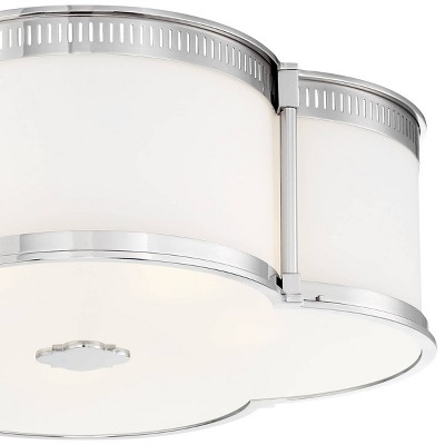 Sleek Polished Nickel LED Drum Flush Mount with Etched White Glass