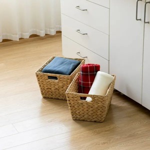 Large Hyacinth Storage Basket with Handles, 2 Pack - 1 of 4