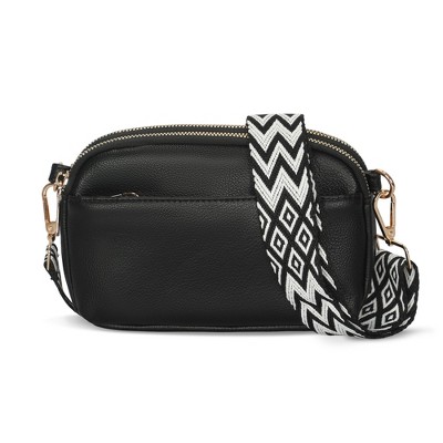 Hynes Eagle PU Crossbody Bag Purse-Black