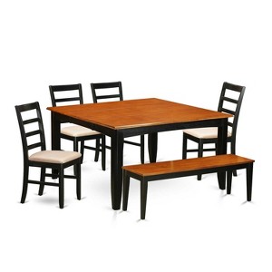 HomeStock 6-Piece Rectangle Black Finish Solid Wood Top Dining Table with 1 Bench, 4 Chairs - 1 of 4