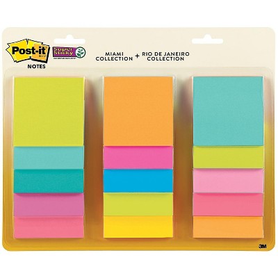 Post-it Super Sticky Notes 3 x 3 Miami 654-15SSMULTI2