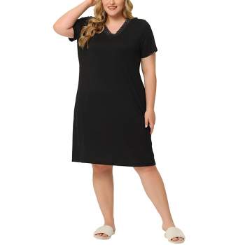 Agnes Orinda Women's Plus Size Solid Comfort Short Sleeves Family Nightgown