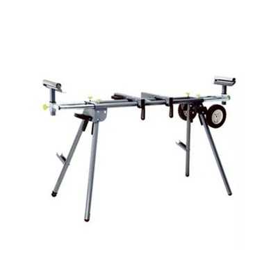 Master Mechanic Lightweight Adjustable Folding Miter Saw Stand with 300 Pound Maximum Load Capacity and Wheels for Easy Transport, Black