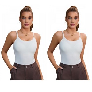 INSPIRE CHIC 2 Pcs Women's Slim Fit U-Neck Tank Top Adjustable Spaghetti Straps Breathable Shapewear Camisole - 1 of 4