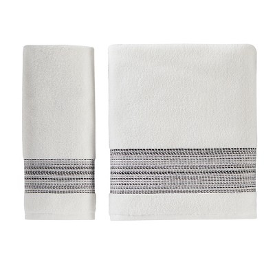 Saturday Knight Ltd Geo Stripe High Quality & Ultra-Durable Bath Towel For Everyday 27x50-in, White