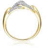 Guili Elegant Sterling Silver 14K Yellow Gold-Plated Entwined Double Curb Chain Ring with Cubic Zirconia for a Bold, Timeless Look. Sizes 6-8. - 2 of 2