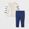 Baby Boys' 2pc Teddy Bear Fleece Sweatshirt & Pants Set - Off-White - 2 of 4