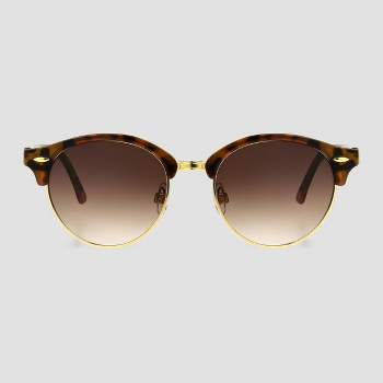 Women's Tortoise Shell Print Round Retro Metal Sunglasses - Universal Thread™ Gold