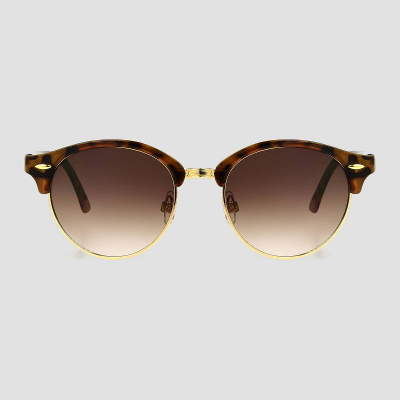 Women&#39;s Tortoise Shell Print Round Retro Metal Sunglasses - Universal Thread&#8482; Gold, 1 of 4