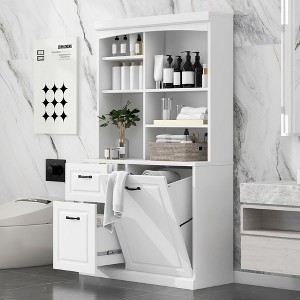 Bathroom Storage Cabinet with Tilt-Out Hamper 70.9'' Tall Free Standing Organizer with Drawers & Adjustable Shelves - 1 of 4
